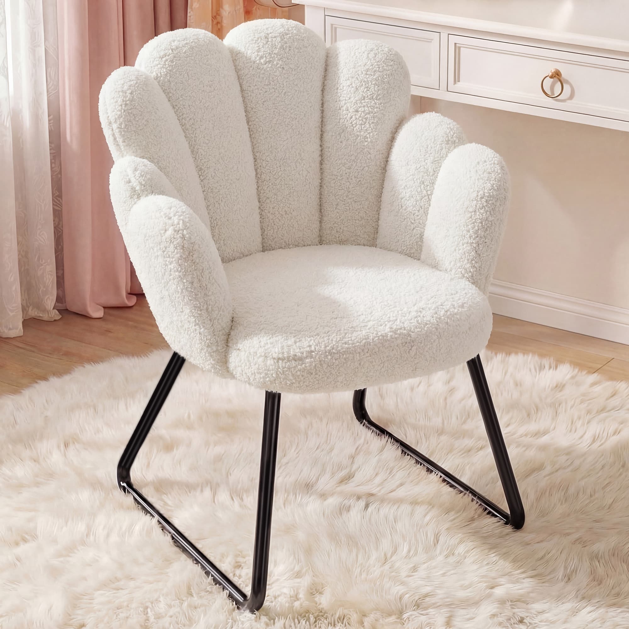 Office X Furniture - EnHomee Teddy Polar Kaplama Sandalye, Kızaklı
